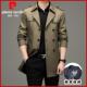风衣外套2025秋季 皮尔卡丹男士 中长款 商务休闲翻领领导干部夹克男