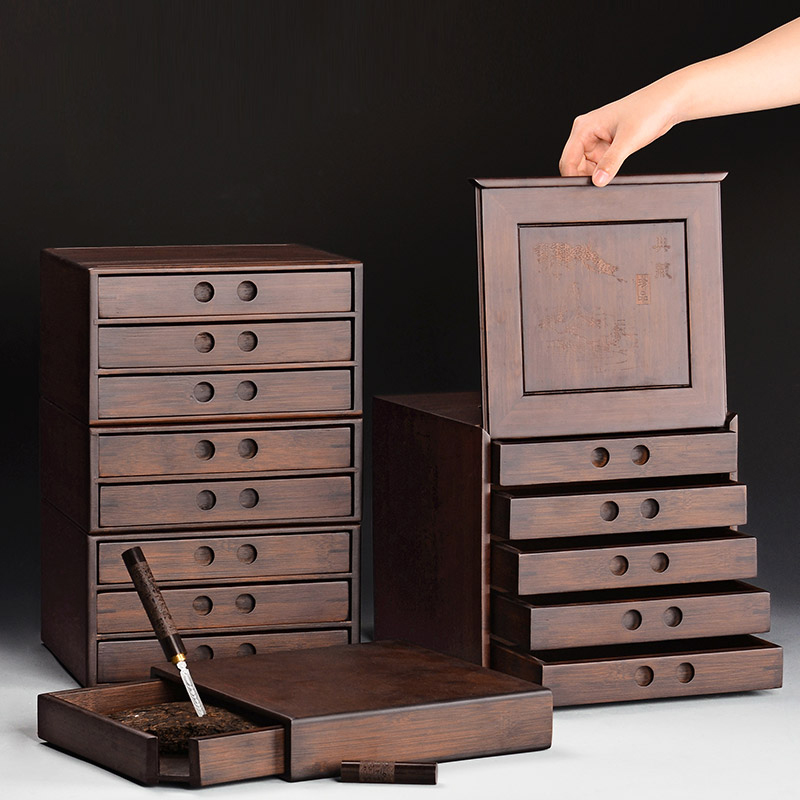 速发普屉茶收纳盒茶叶茶饼储存罐收纳盒茶装架子多层抽洱包盒茶道