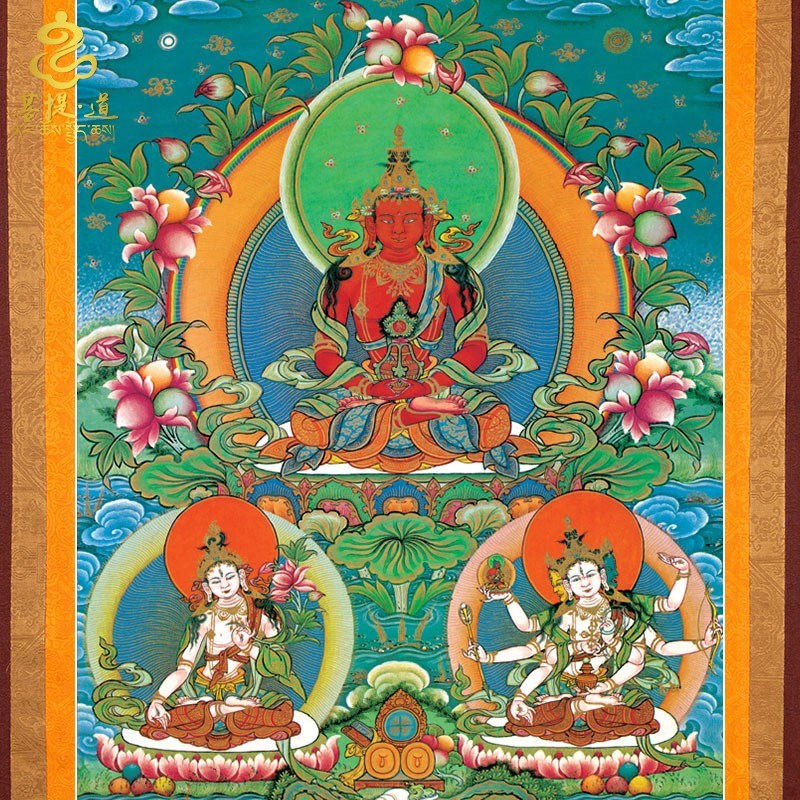 速发长寿佛唐卡西藏仿手绘唐卡挂画家用供奉藏族尼泊尔装饰画