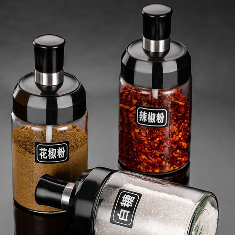 速发调味罐玻璃盐罐厨房调料瓶子佐料罐家用油壶盐味精调料盒组合