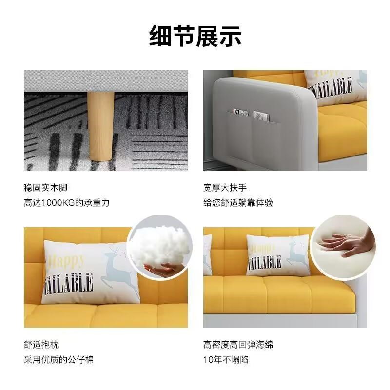 速发沙发床小户型2024新款款房客厅折叠两用双人简易布艺沙发