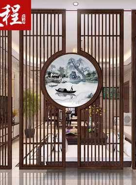 速发新中式玄木花格隔断客厅实关装饰屏风沙发背景墙简约明透半纱