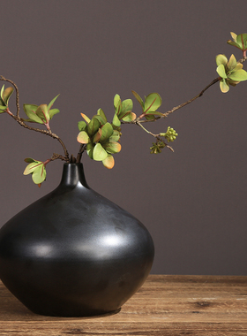 速发禅意新中花饰瓷式瓶插花花器简约干花客厅样板间餐桌软装陶品