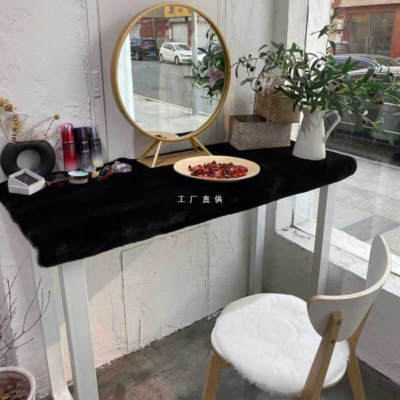 速发仿兔毛梳妆台毛绒垫子短毛椅垫电脑休闲椅凳垫化妆台桌面装饰