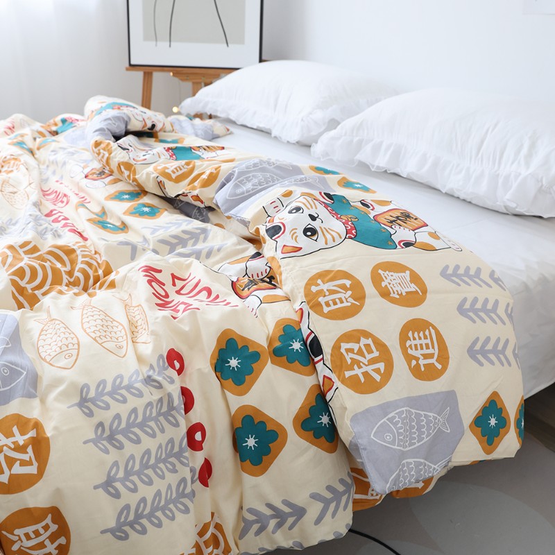 速发招财猫舍棉斜纹宿人双人学生单全被罩单件可