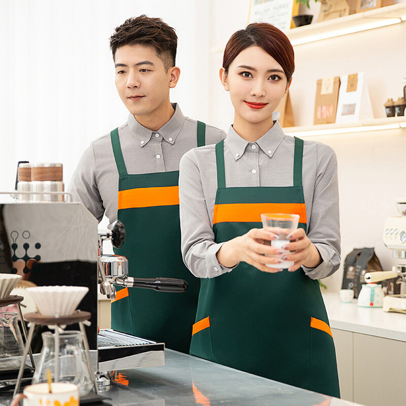 高货餐饮火锅店服务员工作服快餐水果店超市咖啡厅防水围裙 绣印l