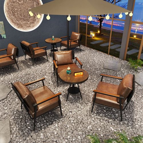 速发复古酒馆咖啡厅椅茶店卡座沙吧甜品餐发酒吧清吧桌奶组合洽谈