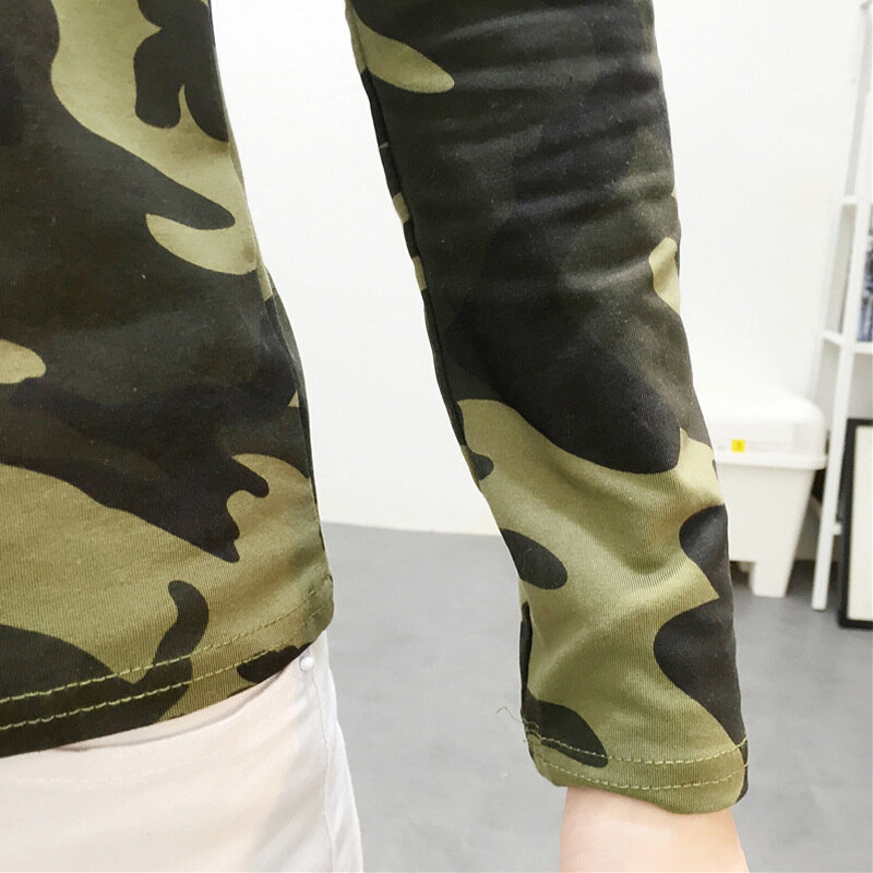 高货网红品质2024早秋长袖T恤女迷彩印花体恤衫上衣打底衫宽松大