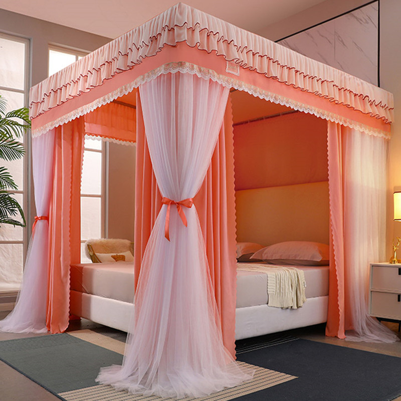 速发双层蚊帐家用床帘帐布遮光帘卧室1幔8m/2米防尘顶.加密加厚带