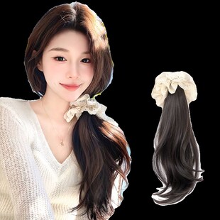 速发假发辫马尾抓夹微卷侧马尾发花中式麻新辫慵懒低扎假发马尾