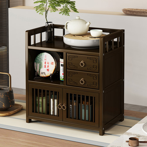 速发茶台实物茶桌博古架客厅家置新中式茶杯用木架茶叶茶具小型展