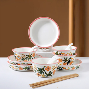 速发碗具家用餐盘套装宿舍学生泡大用新款日式面号耐高温单个陶瓷