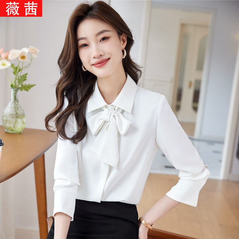高货2024年新款韩版设计感长袖醋酸缎面职业套装女士衬衫女正装