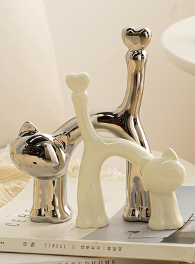 速发风轻奢家居件饰创装陶瓷猫摆意艺术抽象客厅玄关桌面卧室