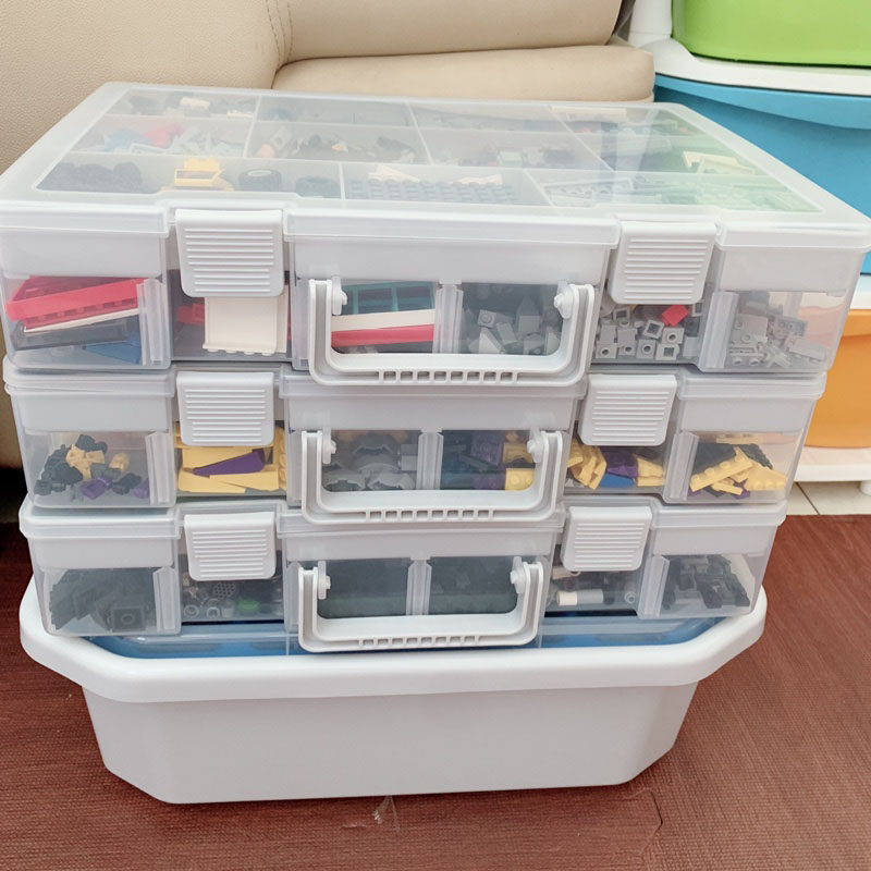 速发收纳零lego玩具小盒件积木颗粒分类分分盒子分装格拣箱神器
