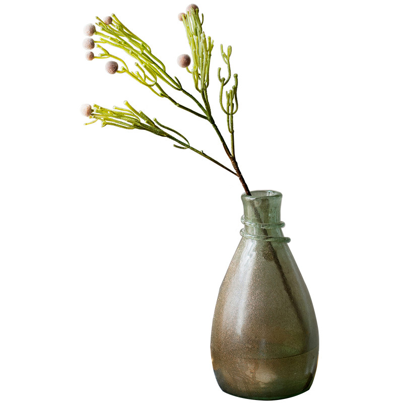 速发 珊瑚果花小植干绒球果枝装饰餐厅桌面假绿花清新