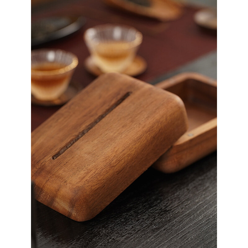 速发1VPK手工琥珀木实木纸巾盒收纳盒中式家用餐桌客厅酒店整木抽