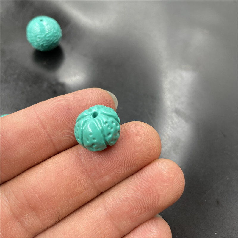 速发万玉 DIY饰品配件雕花绿松石圆珠散珠 龟壳 狮子头回纹珠子
