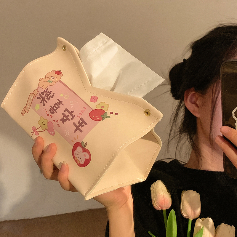速发创意文字抽纸纸皮革轻奢202新款高级感盒巾盒家用客厅纳面收