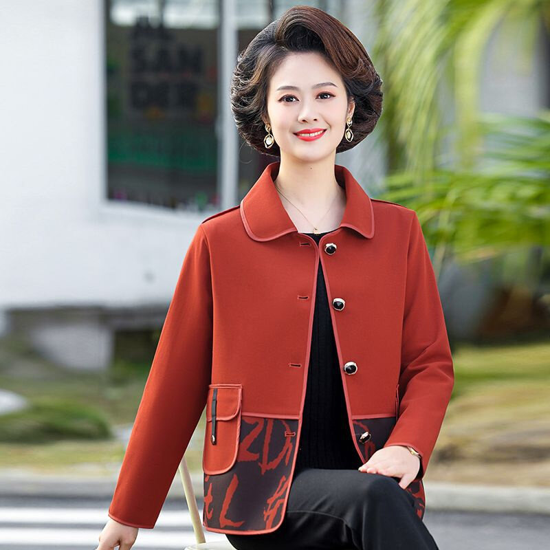 高货妈妈春装外套短款时尚洋气开衫中老年女春秋薄款夹克休闲宽松
