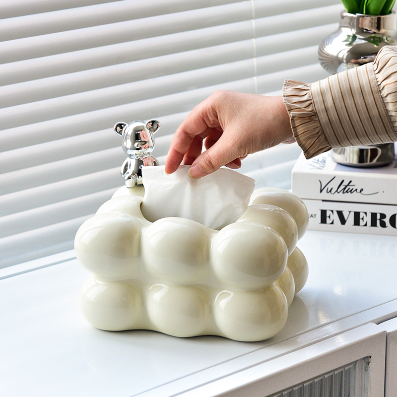 速发欧式奶取风棉花糖陶瓷纸面盒客厅茶几轻奢卫生纸盒餐桌巾抽油