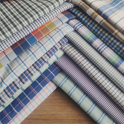 速发全密弹力新支高棉新款色织彩色面料格子清高睡衣睡裤服装布料