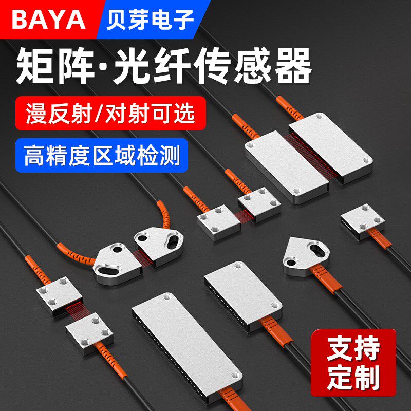 速发矩阵光纤传矩器红外对射区域检测光栅幕形光纤器探头线光感线