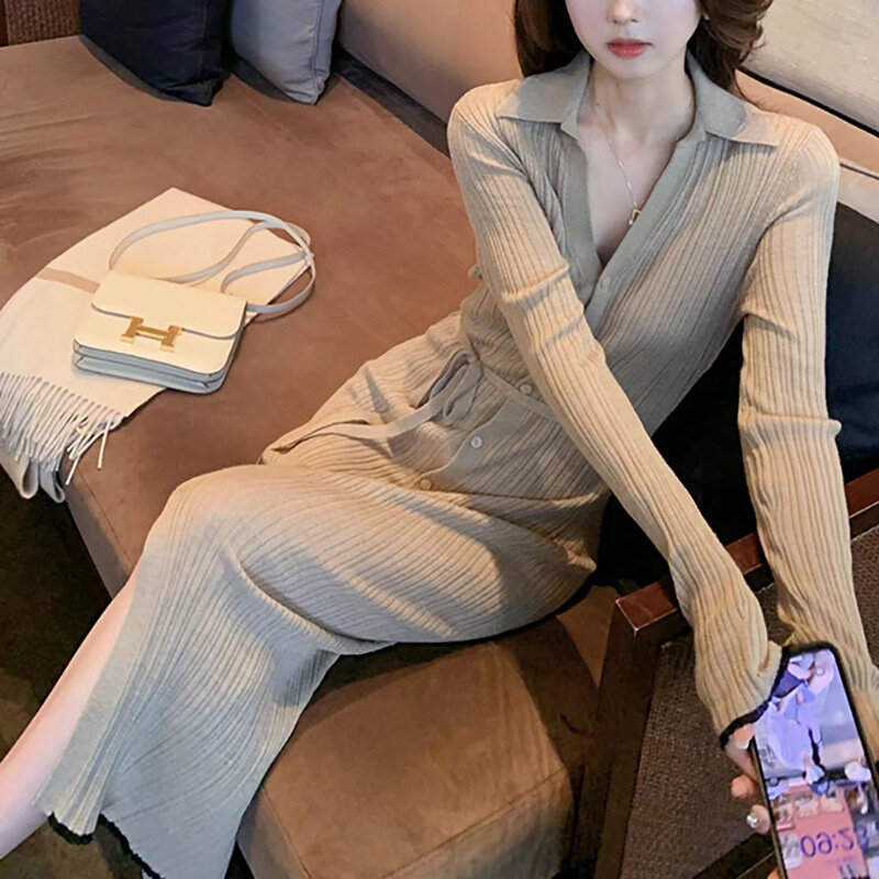 高货花的姿态 48支全毛精纺 羊毛连衣裙显瘦系带长裙