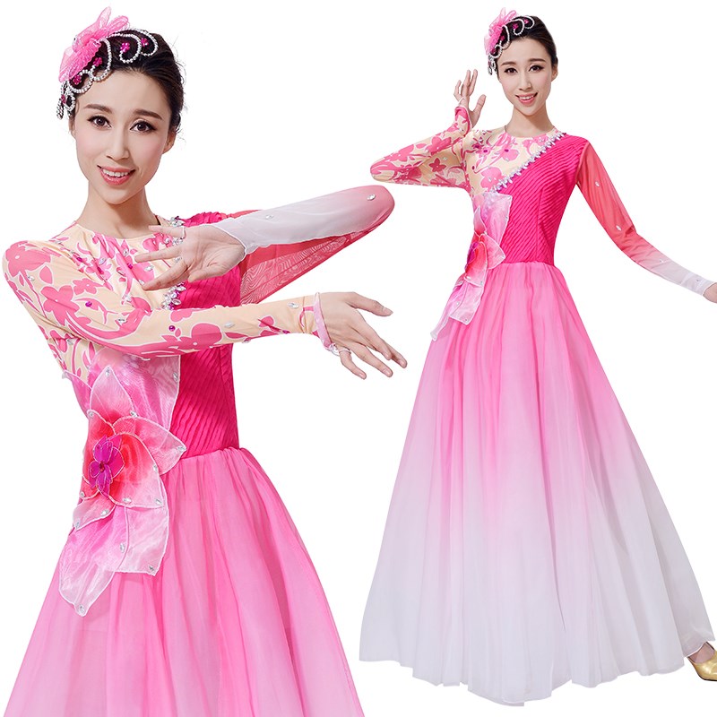 速发新款挑花源舞蹈服装演出服古典大型群舞装舞服装伴演服表舞台