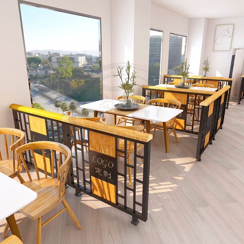 速发咖啡餐厅墙店隔断栅栏饭半截防腐办屏装饰矮公风铁艺网格围栏