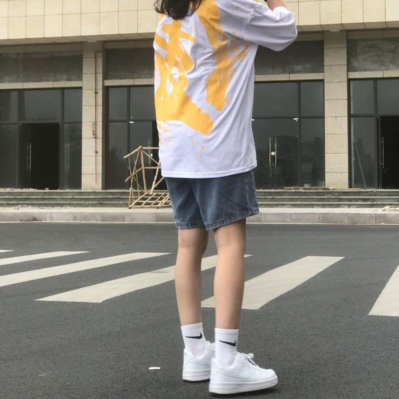 高货学生夏季小个子宽松显瘦五分裤百搭高腰牛仔短裤女潮韩版日系