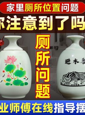 速发避水秽卫生间摆件荷花鲤鱼净北陶瓷瓶化解厕所在西兽厨卫同宫