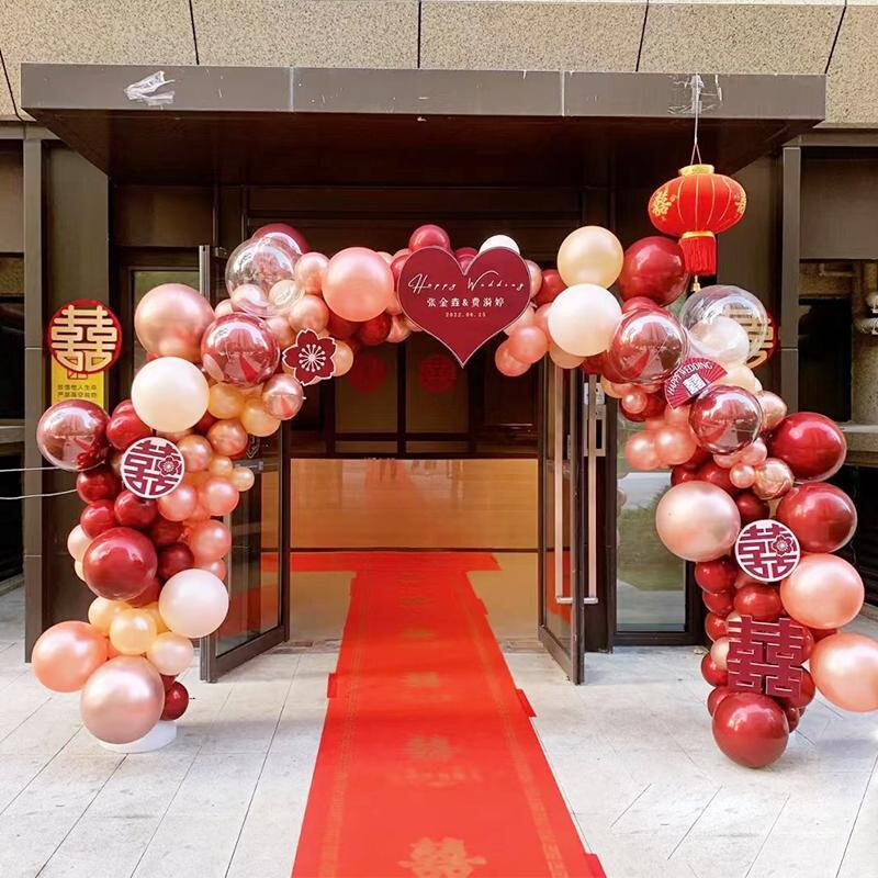 速发结婚拱门红气球婚礼气球拱门结婚婚庆拱门全套农村大门口气球