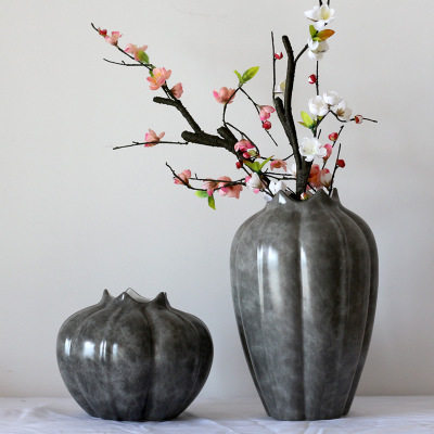 速发新中式陶瓷石榴花瓶摆件器板房售楼处餐桌茶室插花样家居客厅