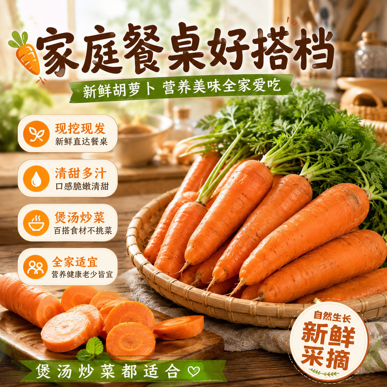 新鲜胡萝卜生吃脆甜沙地农家自种