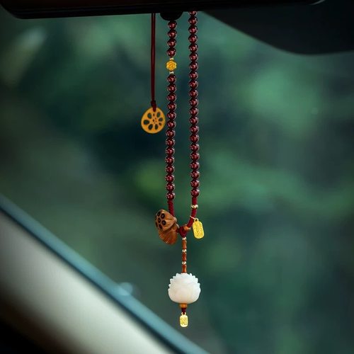 【寺庙同款】朱砂链菩提莲花车挂