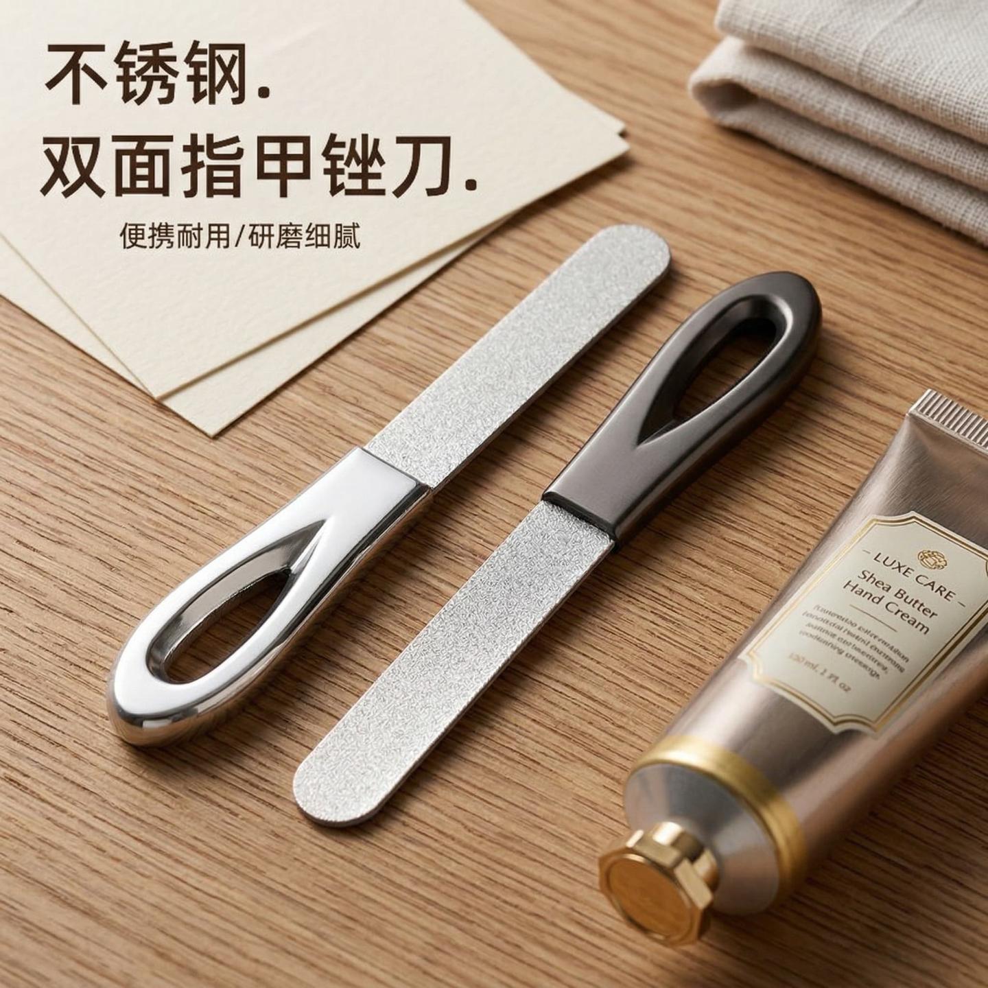 不锈钢双面磨砂指甲锉打磨修型