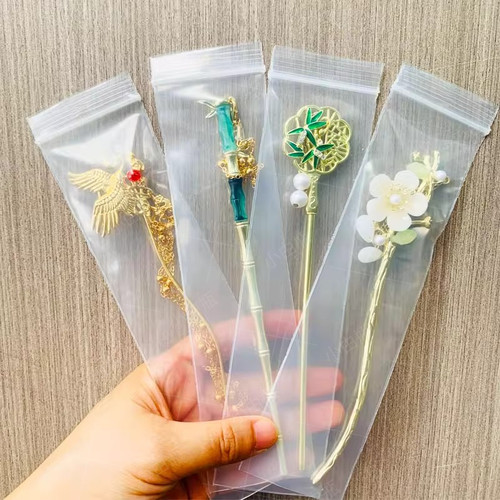 首饰密封袋手表透明自封袋5x28长款防氧化加厚纽扣发簪包装塑料袋