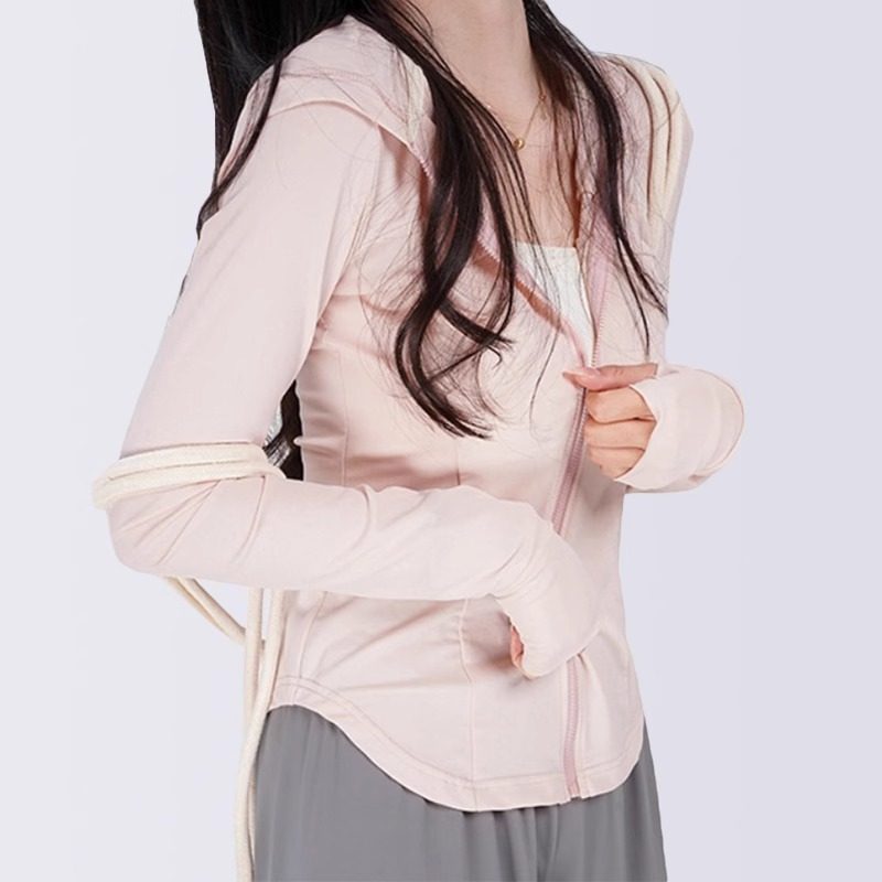 冰丝防晒衣女款夏季2026新款紧身瑜伽服抗UV开衫上衣连帽外套