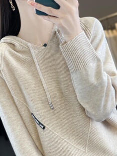 连帽长袖卫衣女春秋薄款2025年新款大码宽松打底针织衫洋气上衣潮