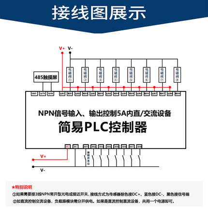 八8路PLC液晶触摸屏傻瓜式可编程 继电器控制板 延时定时循环开关