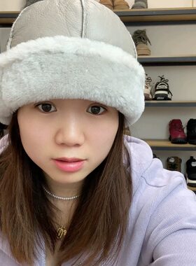 新款羊皮毛一体帽子真皮真毛加厚保暖