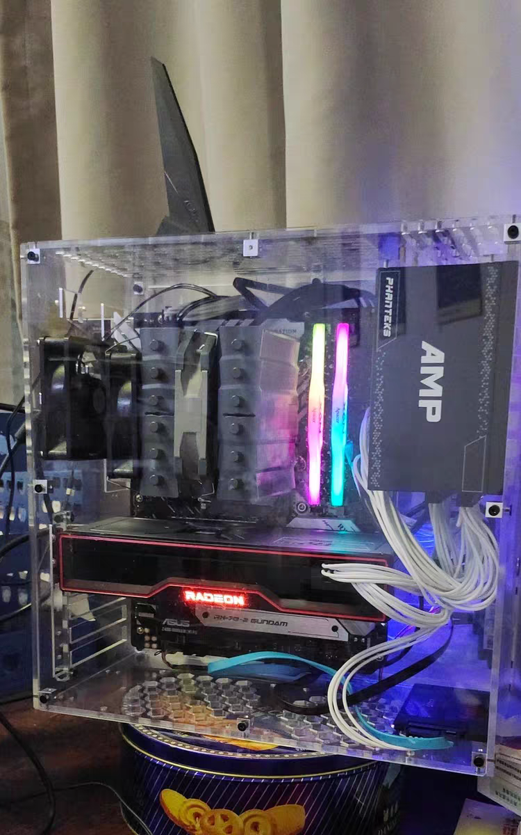 定制亚克力机箱 5mm亚克力cnc 直插机箱 atx硬件 四槽显卡 水冷