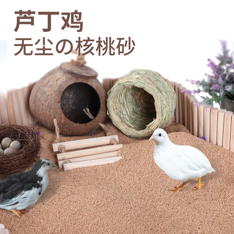 芦丁鸡的垫料发酵床核桃砂卢丁鸡鹌鹑专用无尘核桃沙宠物清洁木屑