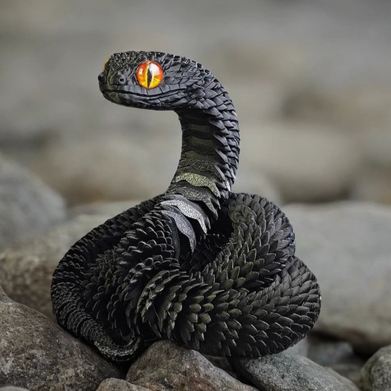 3D打印蛇一体关节可动夜光龙玩具桌面装饰车载摆件创意仿真玩偶