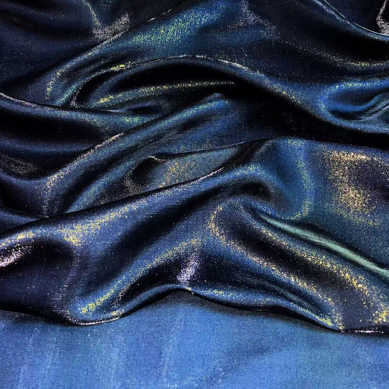 金粉流光棉闪光幻彩人棉缎布料春秋汉服袍子柔软亲肤礼服舞台面料