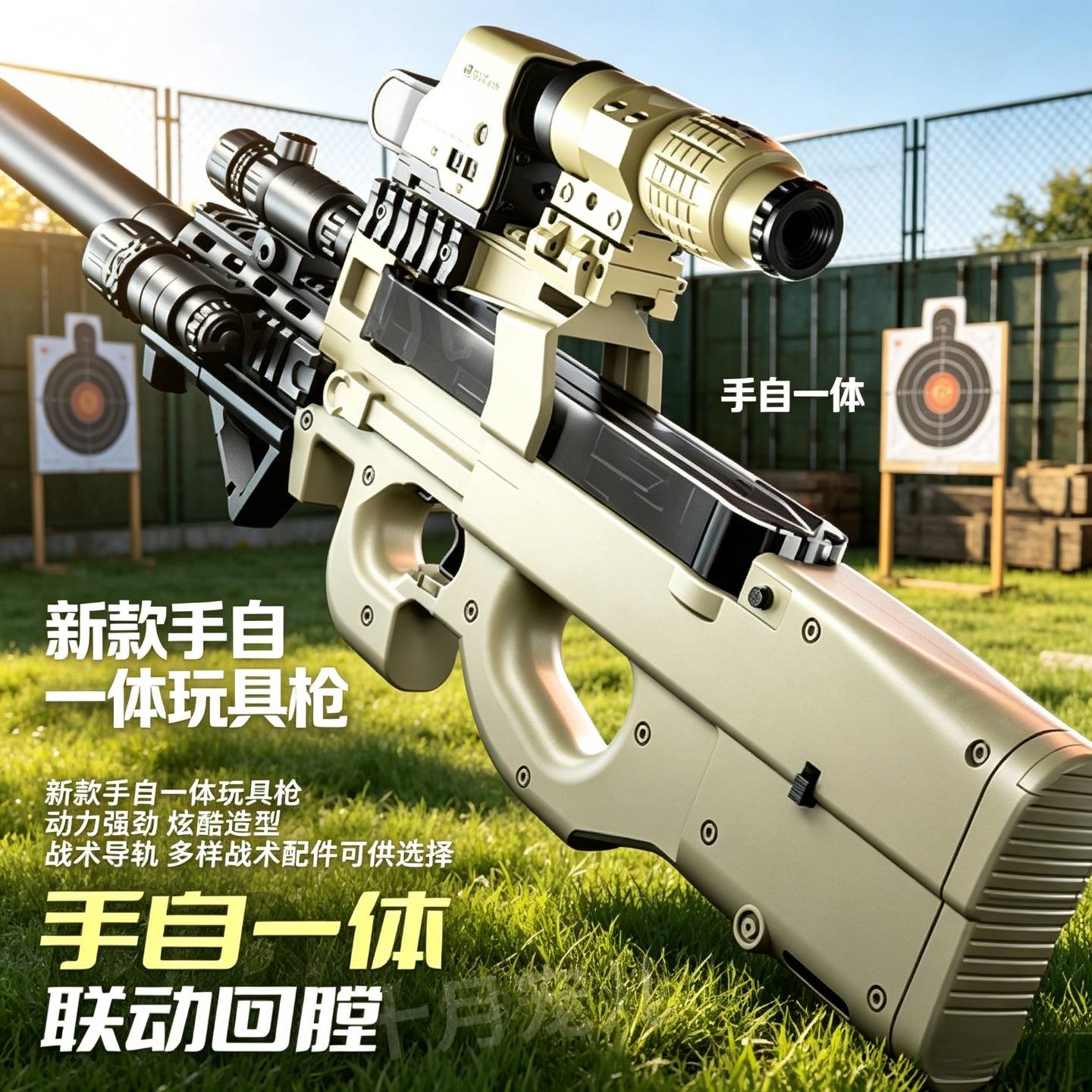 P90冲锋枪电动连发水晶玩具仿真儿童男孩礼盒手自一体吃鸡玩具图片