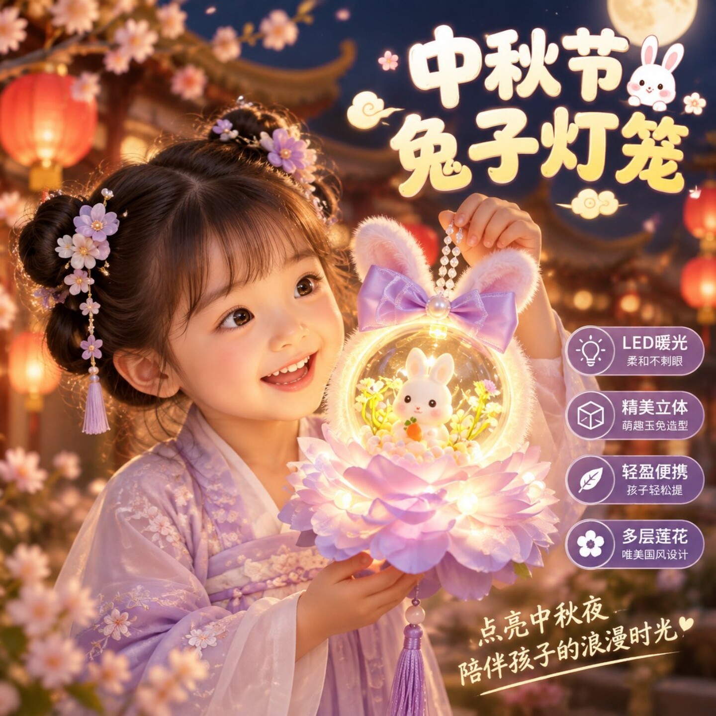 创意玉兔灯笼中秋节可爱儿童手提手工节日氛围布置装饰送孩子礼物