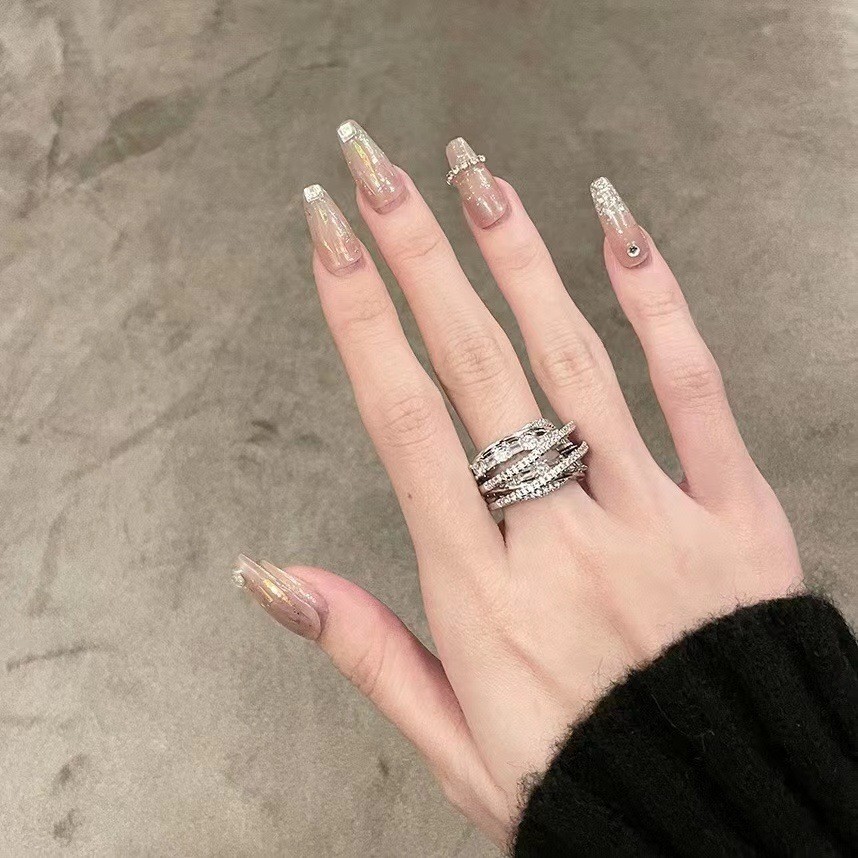 锆石缠绕戒指女百搭小众高级感个性女式轻奢可调节