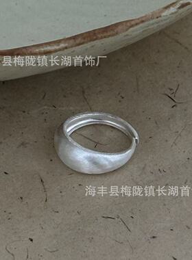 冷淡风哑光拉丝凸面素圈戒指女小众高级感叠戴百搭食指戒